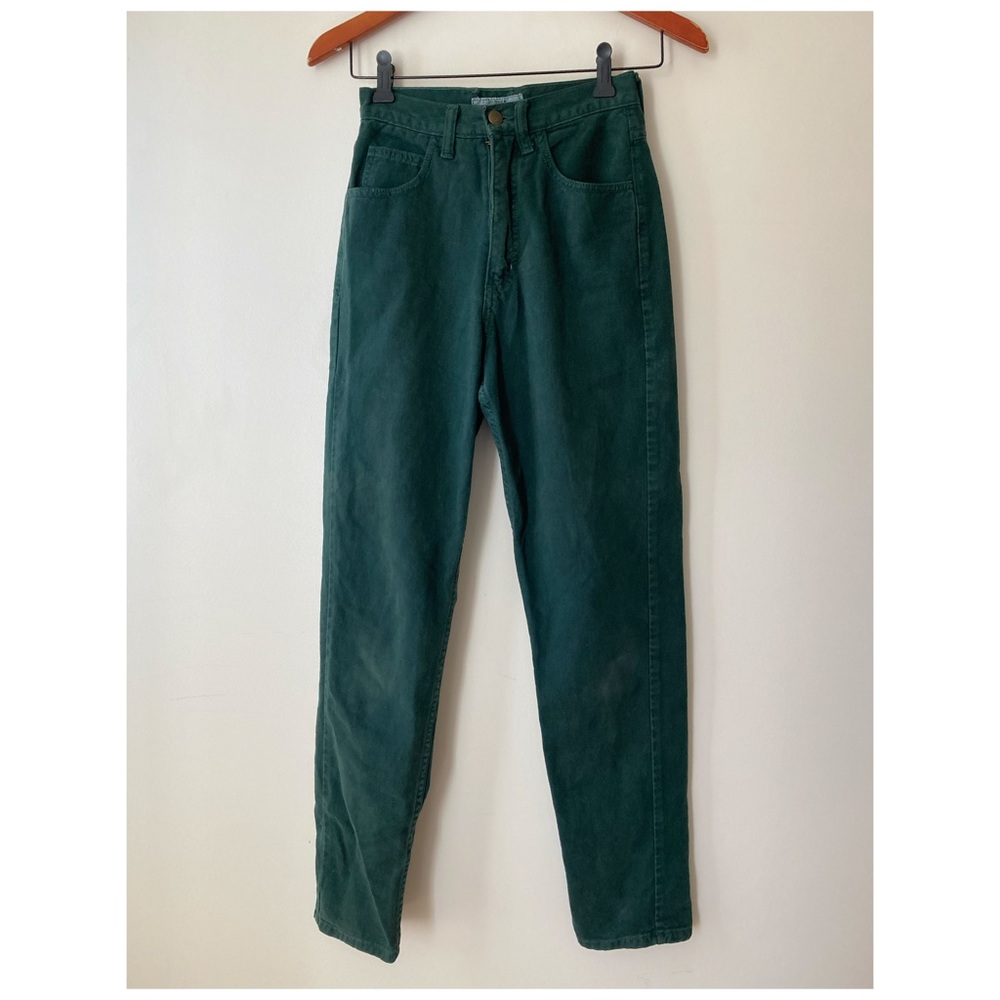 Vintage 80s hunter green jeans by George Marciano guess.